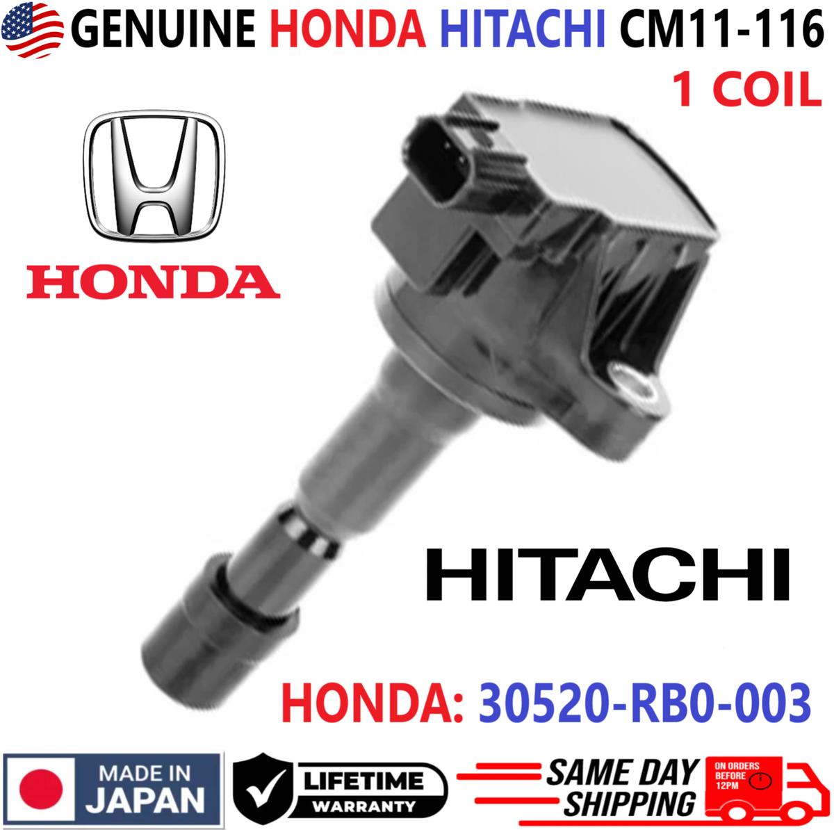 GENUINE HITACHI x1 Ignition Coil For 2009-2016 Honda Fit CR-Z City