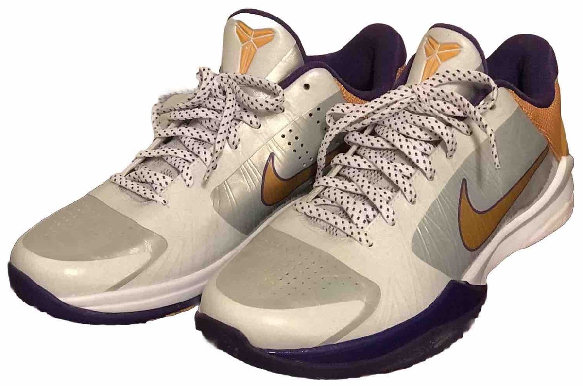 Nike Zoom Kobe V 5 Home Size 8 Men Del Sol White Purple Yellow
