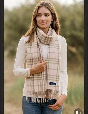 Burberry London 100% Cashmere Nova Check Powder Pink Scarf #27 | eBay