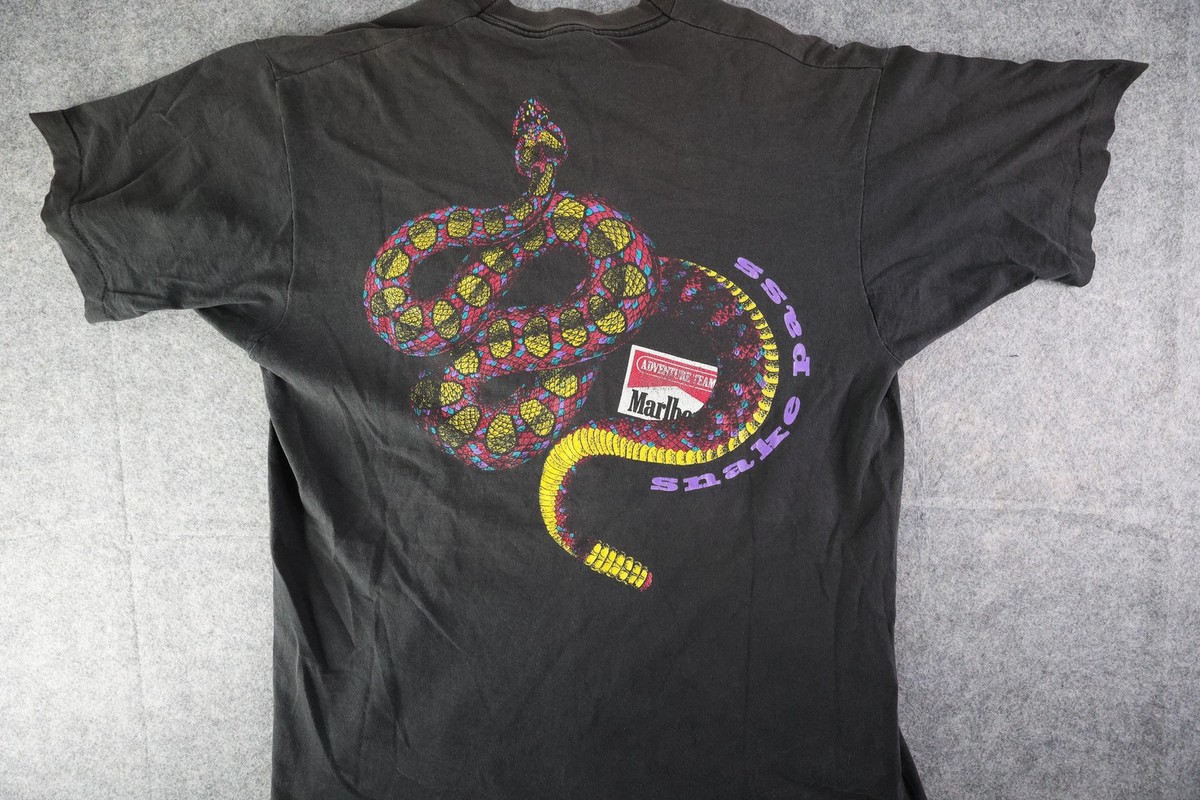 Vintage Marlboro Adventure Team Shirt Mens XL Black Snake Pass