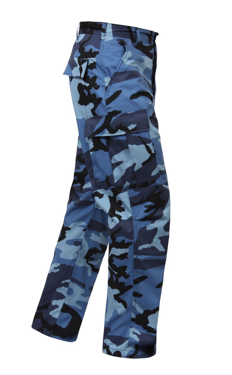 Sky Blue Camo ROTHCO MENS BDU Pants, Military Fatigues CARGOS