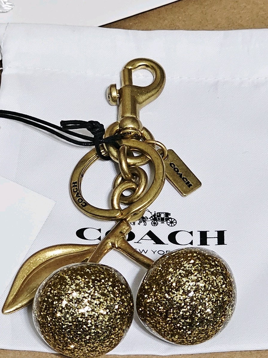 Coach GOLD Authentic Cherry Brass Keychain Bag Purse Charm
