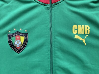 CAMEROON FOOTBALL SOCCER TRACK TOP ZIP JACKET PUMA sz M MEN GREEN