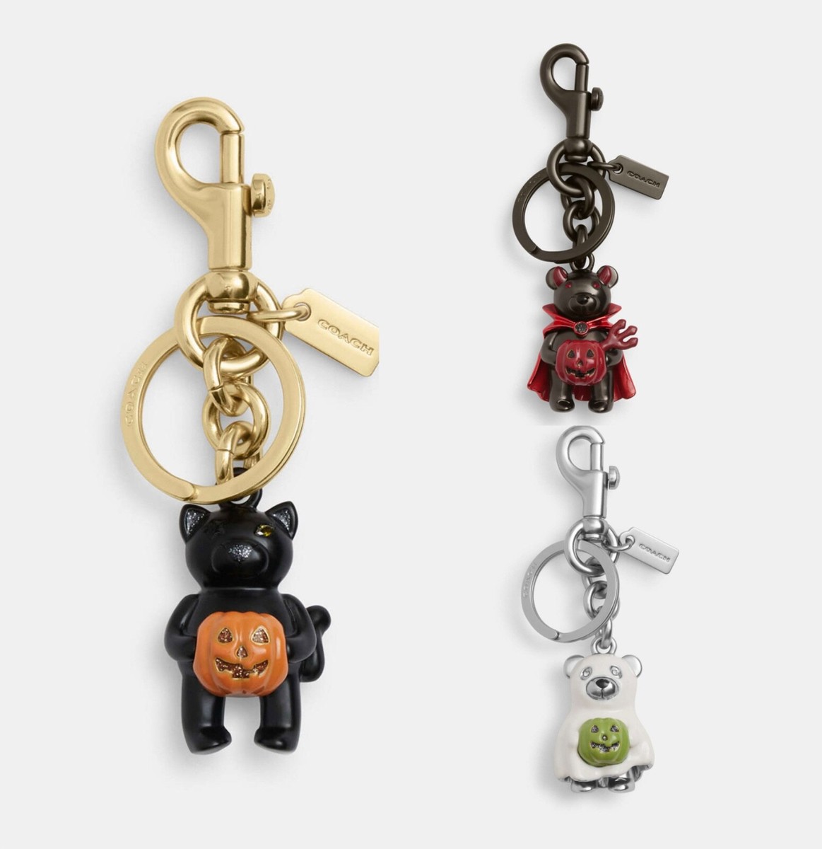 NWT Coach Halloween Devil Bear/Ghost/Cat Bag Charm/Key Ring CW480