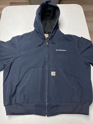 Carhartt Jacket Insulated Navy Blue RN 14806 Hooded Full Zip Men's