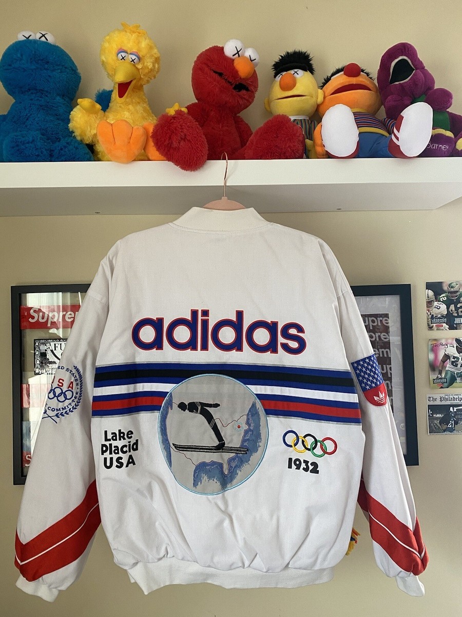 Vintage 80s Adidas Winter Olympics Zip-Up Jacket with all-over