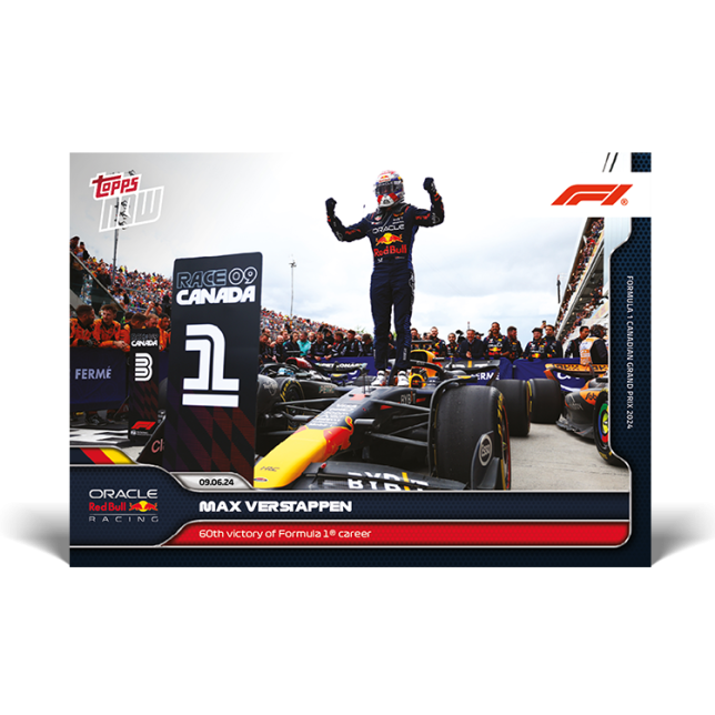 2024 Topps Now F1 25 MAX VERSTAPPEN RED BULL WIN 60TH RACE CANADA