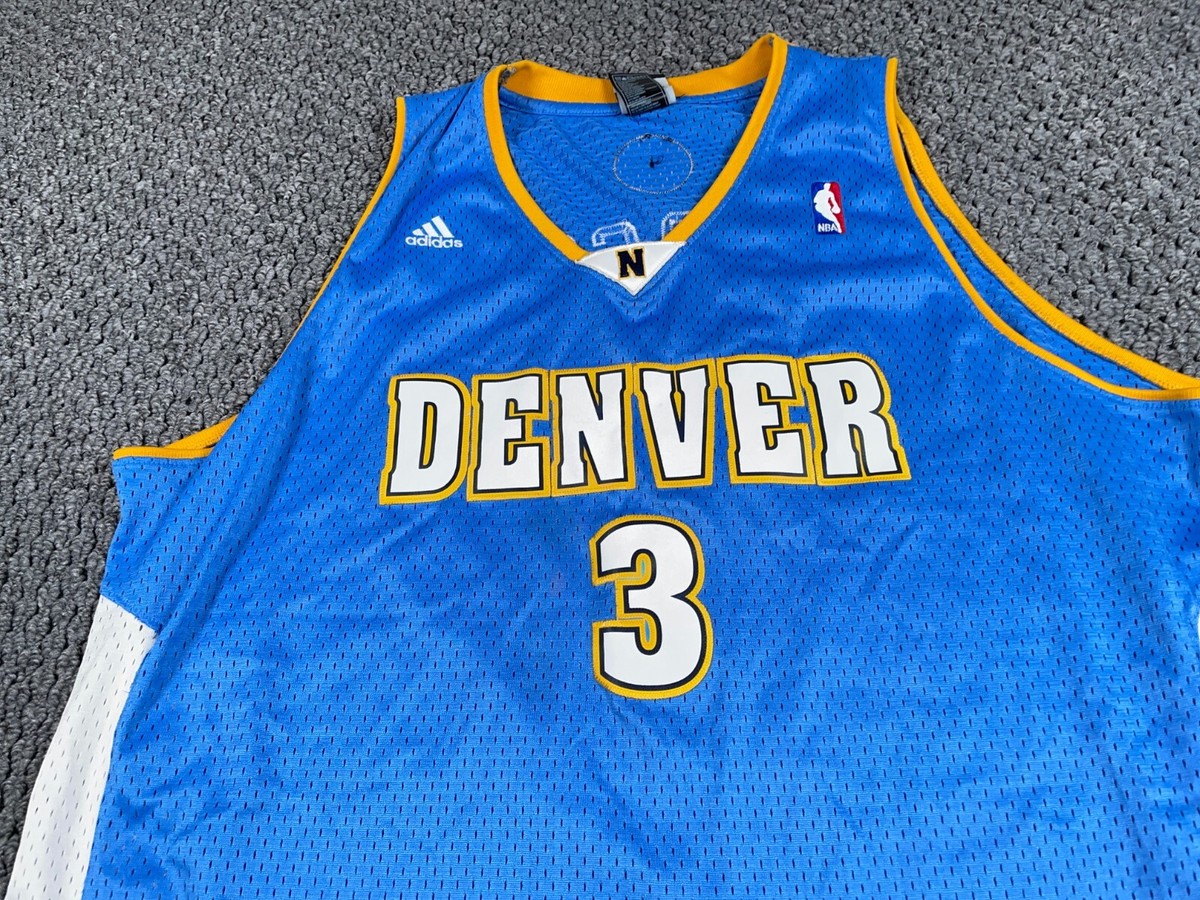 adidas Allen Iverson Denver Nuggets Jersey Adult 2XL Blue Sewn