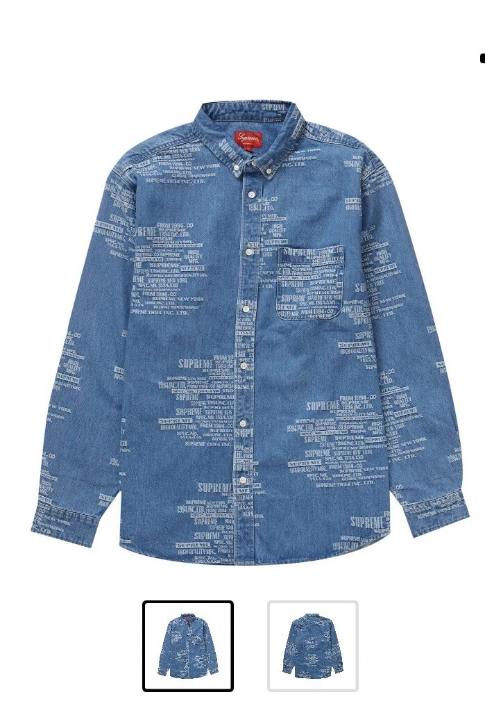Supreme Denim Long Sleeve Casual Button-Down Shirts for Men for