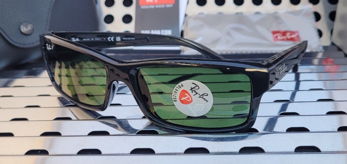 New Ray Ban RB4151 601/2P Sunglasses Gloss Black w/ Dark Green G15