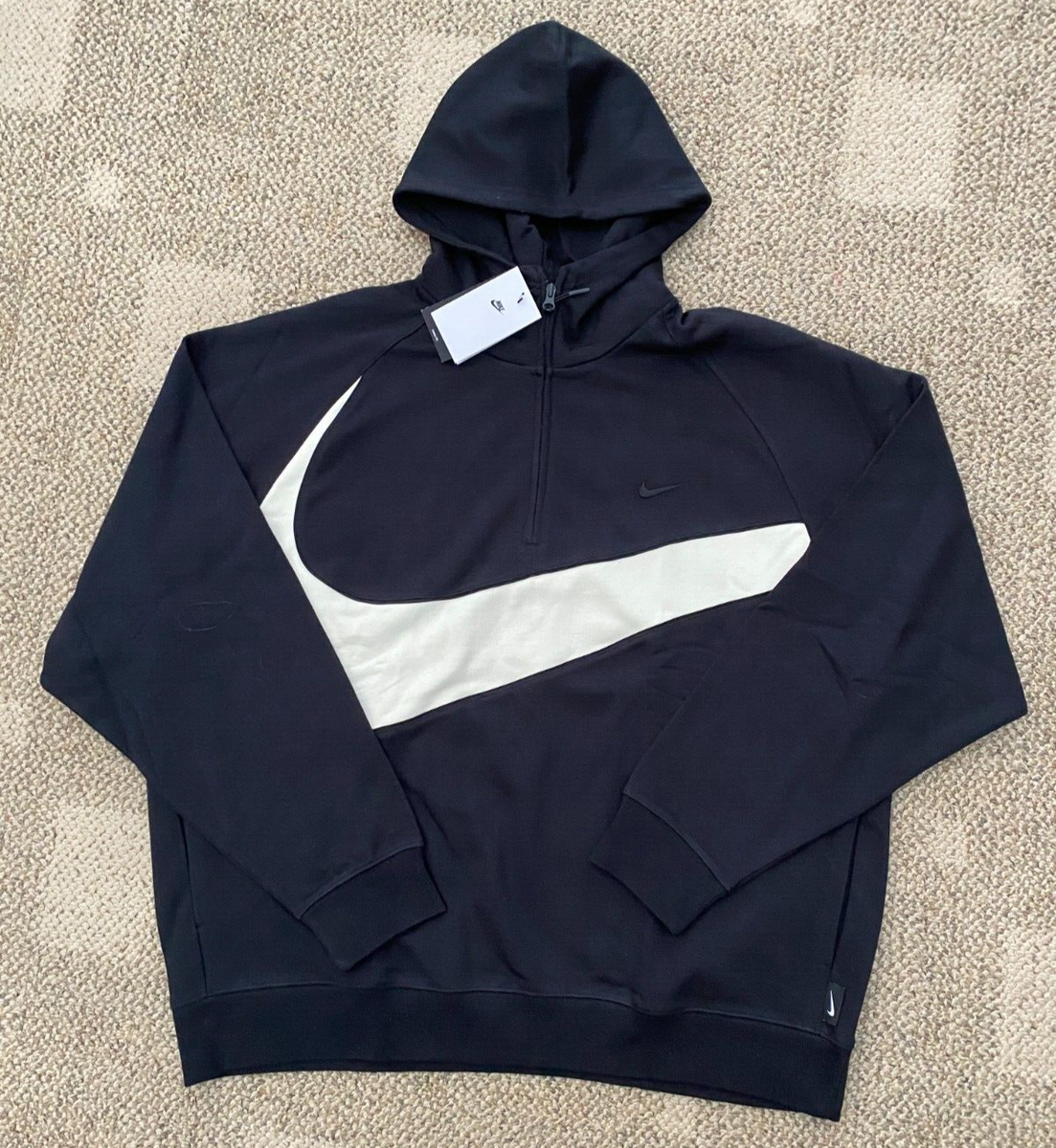 Nike Hoodie Fleece Pullover Sweatshirt Swoosh 1/2 Zip DX0566-010