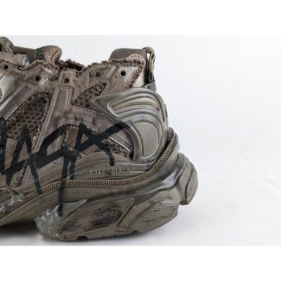 Balenciaga Monocolor Graffiti Mesh Runner in Dark Taupe/Black BNWB