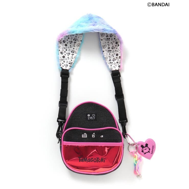 Tamagotchi Shoulder Bag Fluffy Pad & Heart Charm Breeze from Japan