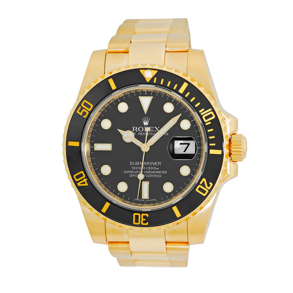 ROLEX 18K Yellow Gold 40mm Submariner Ceramic Date 116618 Box