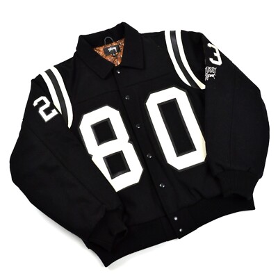 Stussy 80 Wool Varsity Jacket - Size XLarge - Black - Brand New | eBay