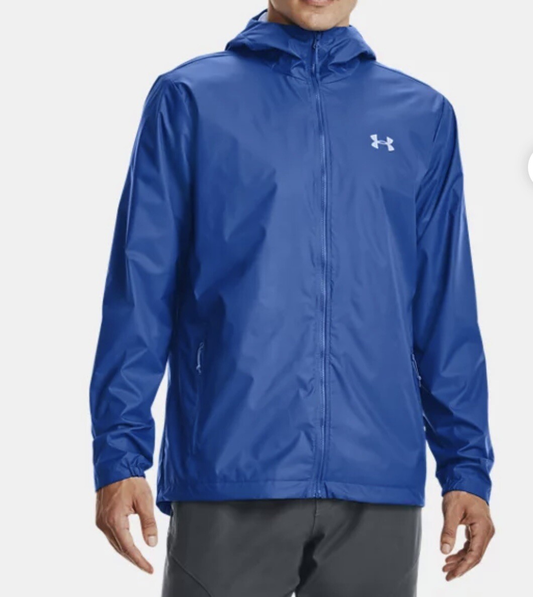 Men UA Under Armour Forefront Rain Jacket Water/Wind Proof Blue
