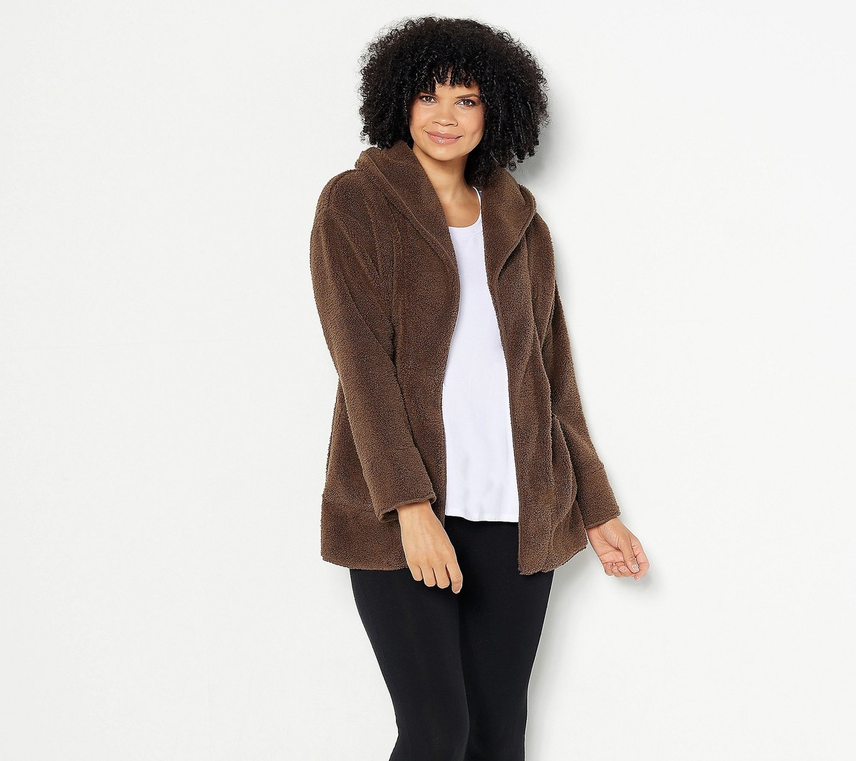 Koolaburra UGG Sherpa Fleece Shawl Collar Cardigan-Chocolate Chip