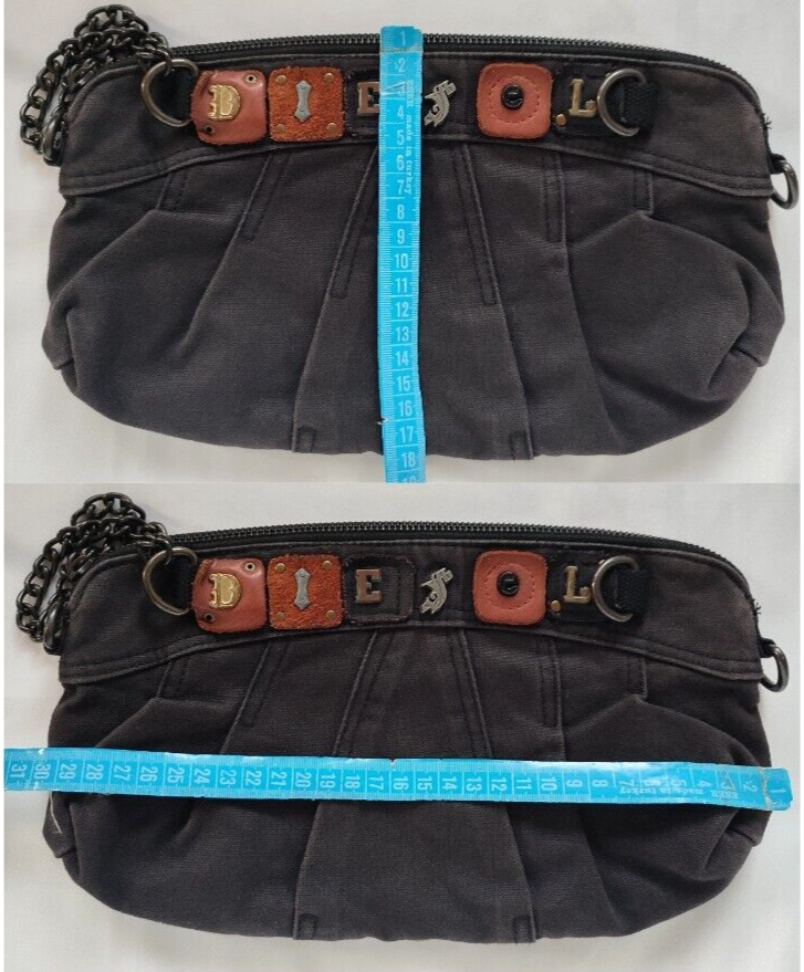 DIESEL Clutch Bag With Leather Logo In Black 00s Y2k Vintage Rare