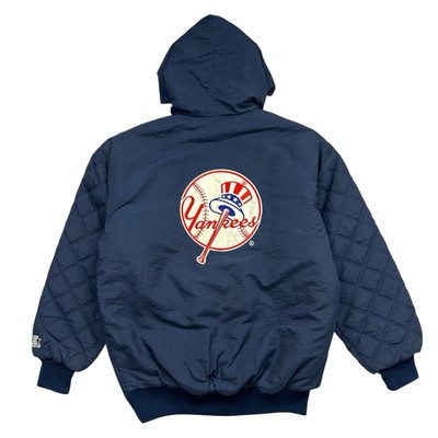 VTG 90s MLB NEW YORK YANKEES STARTER PUFFER JACKET CEMENT LINED