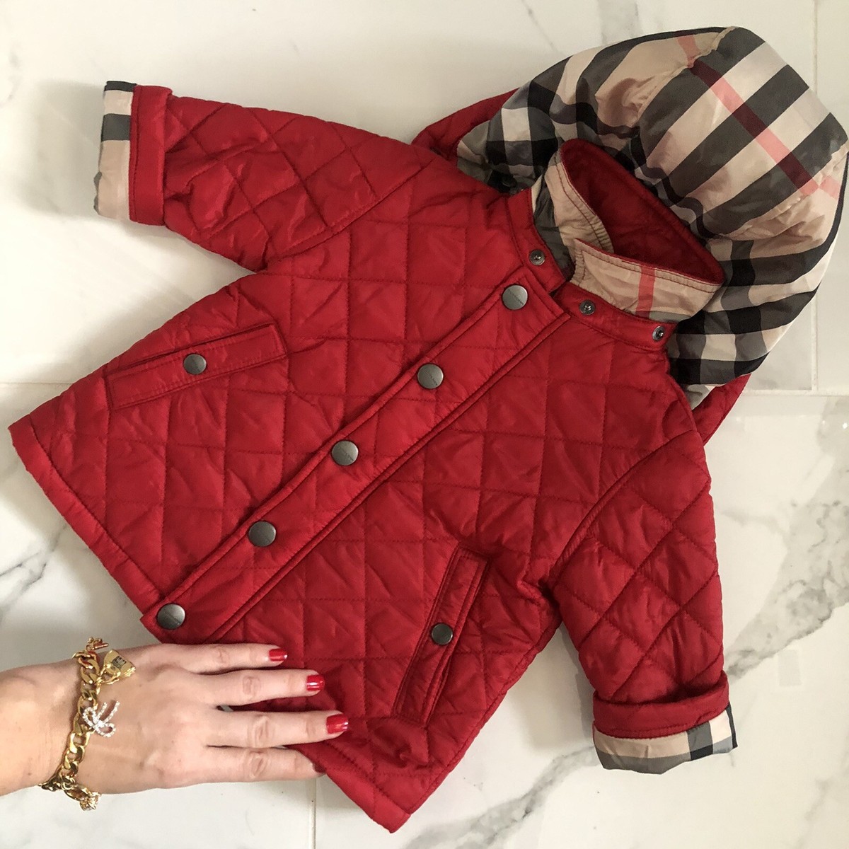 3-6 Months Authentic Burberry Baby Boy Girl Jacket Quilted Hooded
