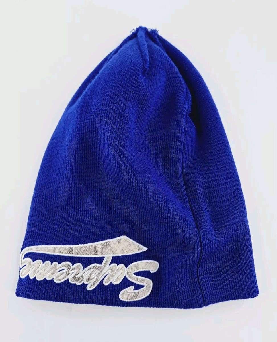 Supreme x New Era Beanie Snake Script Logo FW17 Royal Blue | eBay