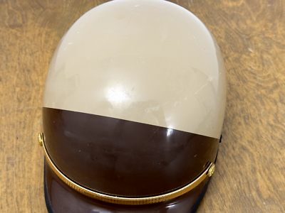 Vintage 1960s Bell TopTex Police Half Helmet Brown Motorcycle