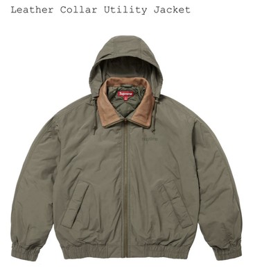 Size Small Supreme Leather Collar Utility Jacket Olive Fast Free