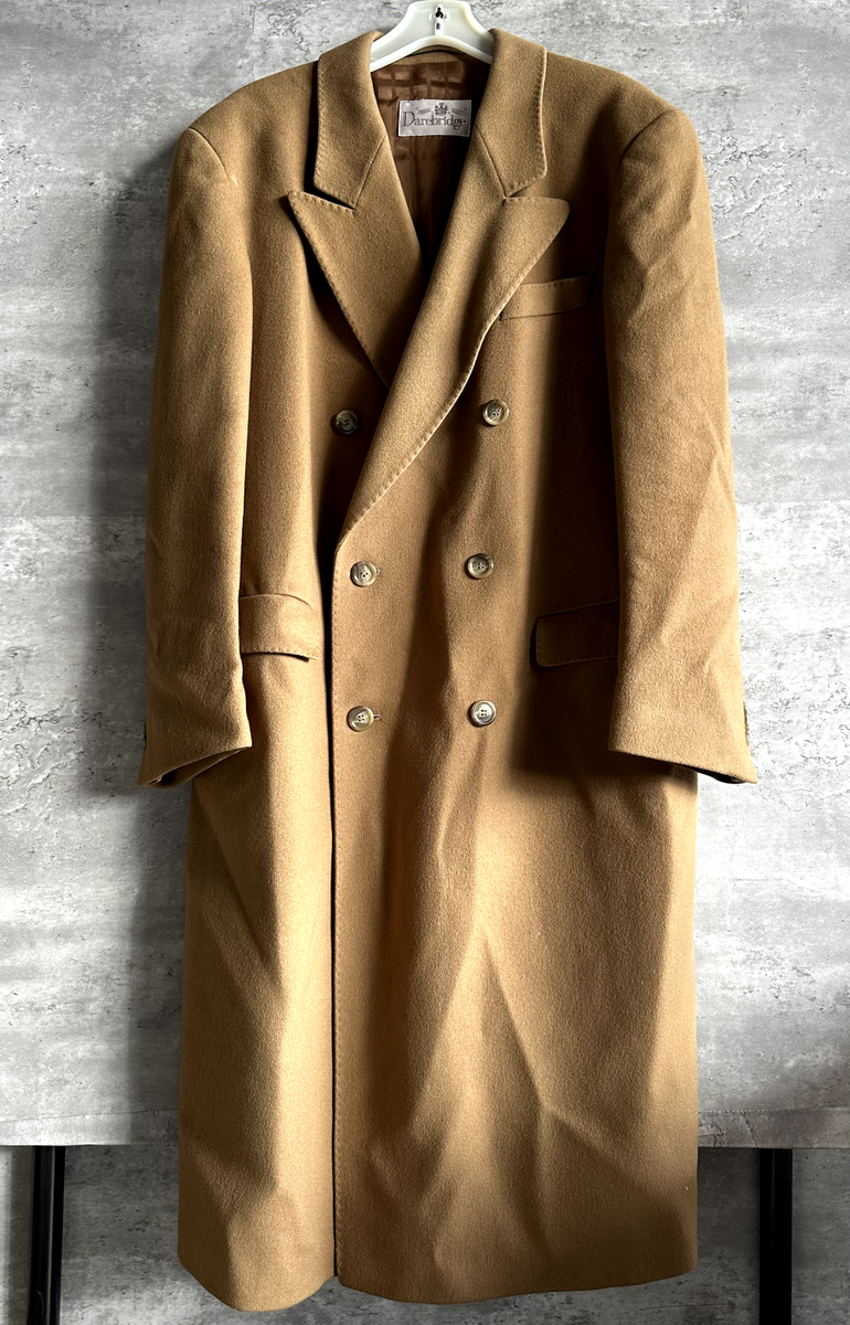 Vintage 1980s Darebridge Double-Breasted Brown Wool Overcoat Size
