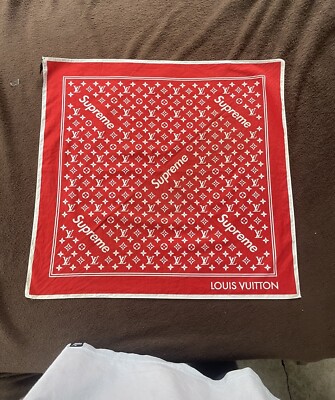 Supreme x Louis Vuitton LV Monogram Bandana Scarf Red 100