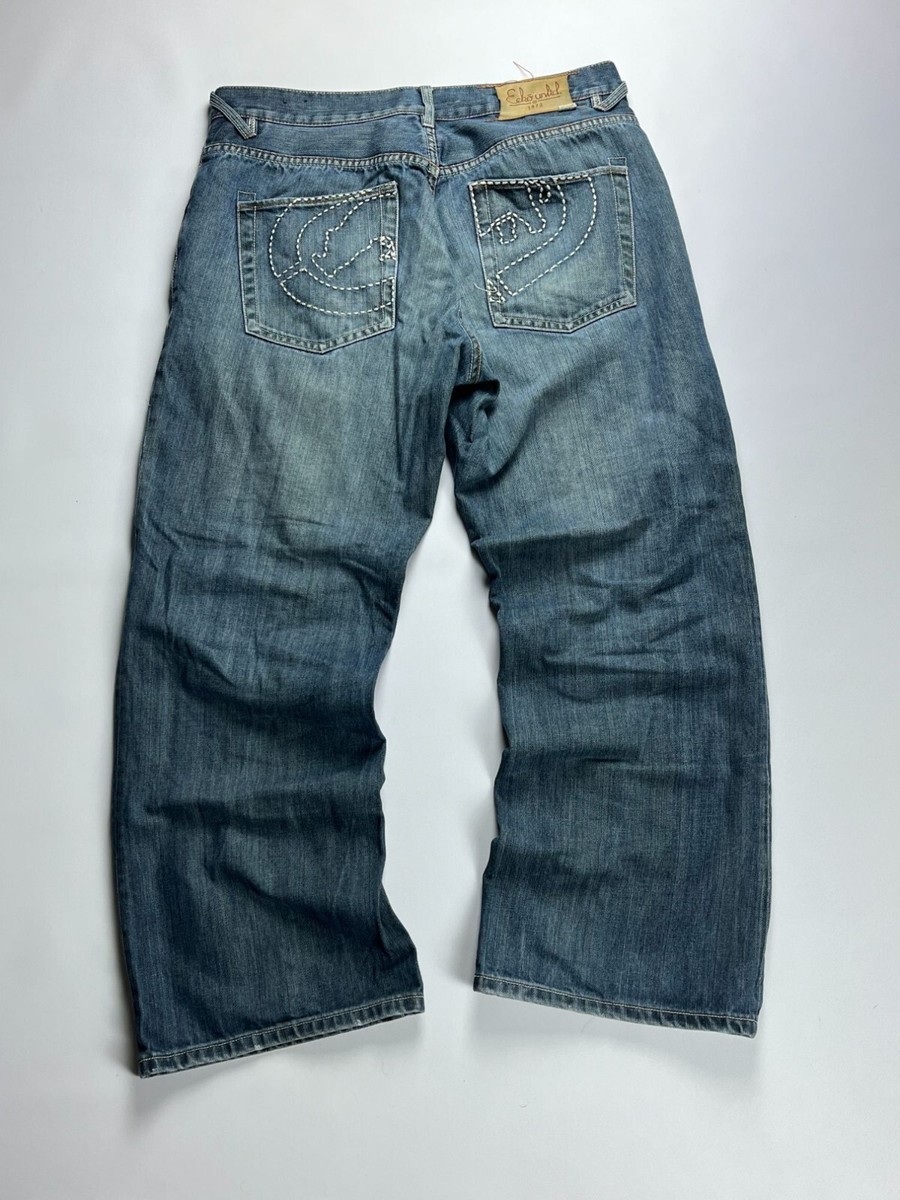 Ecko Unltd 90s Baggy Jeans 38x32 Rare Rhino Logo Wide Leg Faded