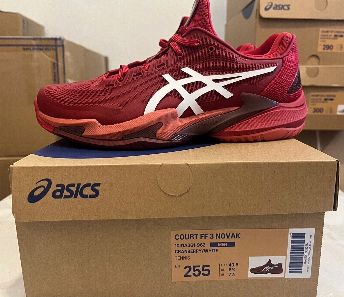 Asics Court FF 3 Novak Men's Tennis Shoes All Court Sports Red NWT