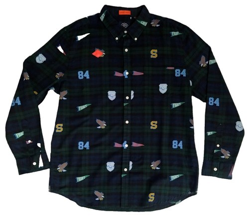 VINTAGE St. John's Bay Shirt Mens Large Navy Blue Flannel Button