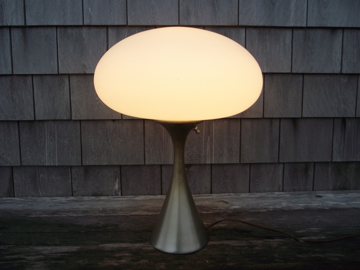 ORIGINAL Mid Century Laurel Frosted Mushroom Table Lamp Chrome