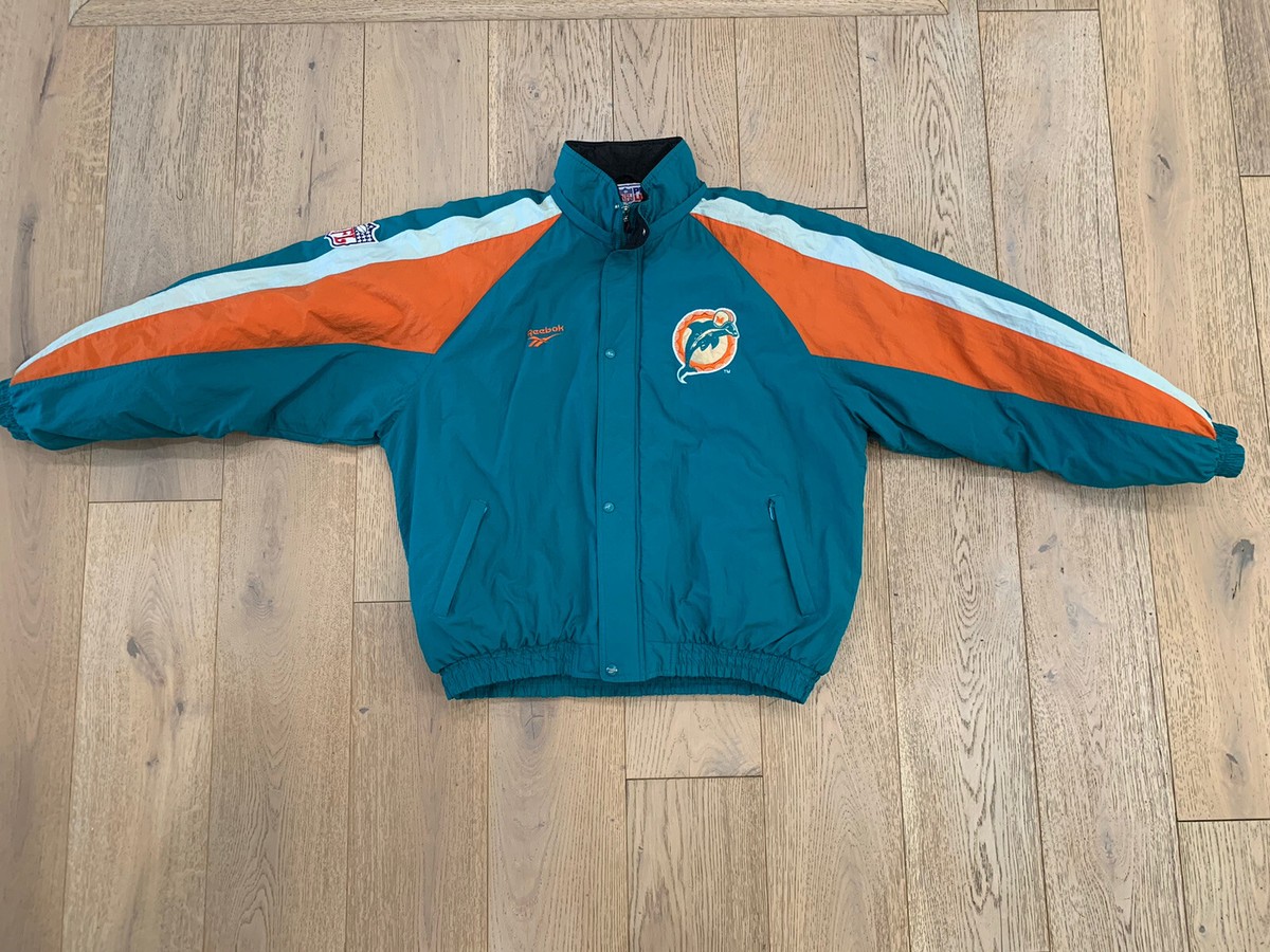 Vintage Miami Dolphins Windbreaker Jacket 90s NFL Reebok Pro Line