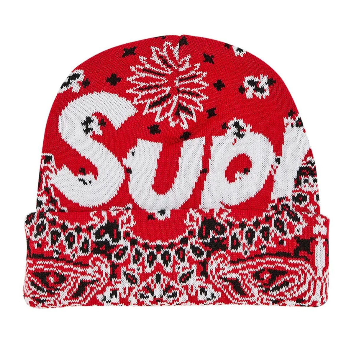 Supreme FW24 Bandana Big Logo Beanie Red | eBay