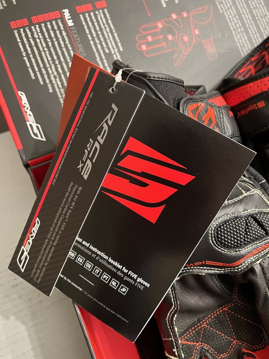 Five RFX Race Black/Red Motorbike Sports Gloves ADVANCED CARBON