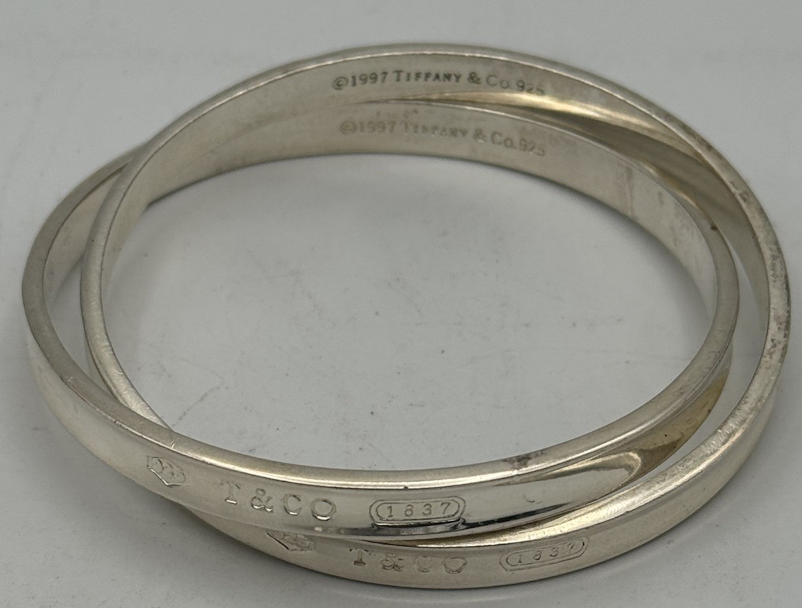 Vtg 1997 Tiffany & Co. Sterling Silver 1837 Interlocking Bangle