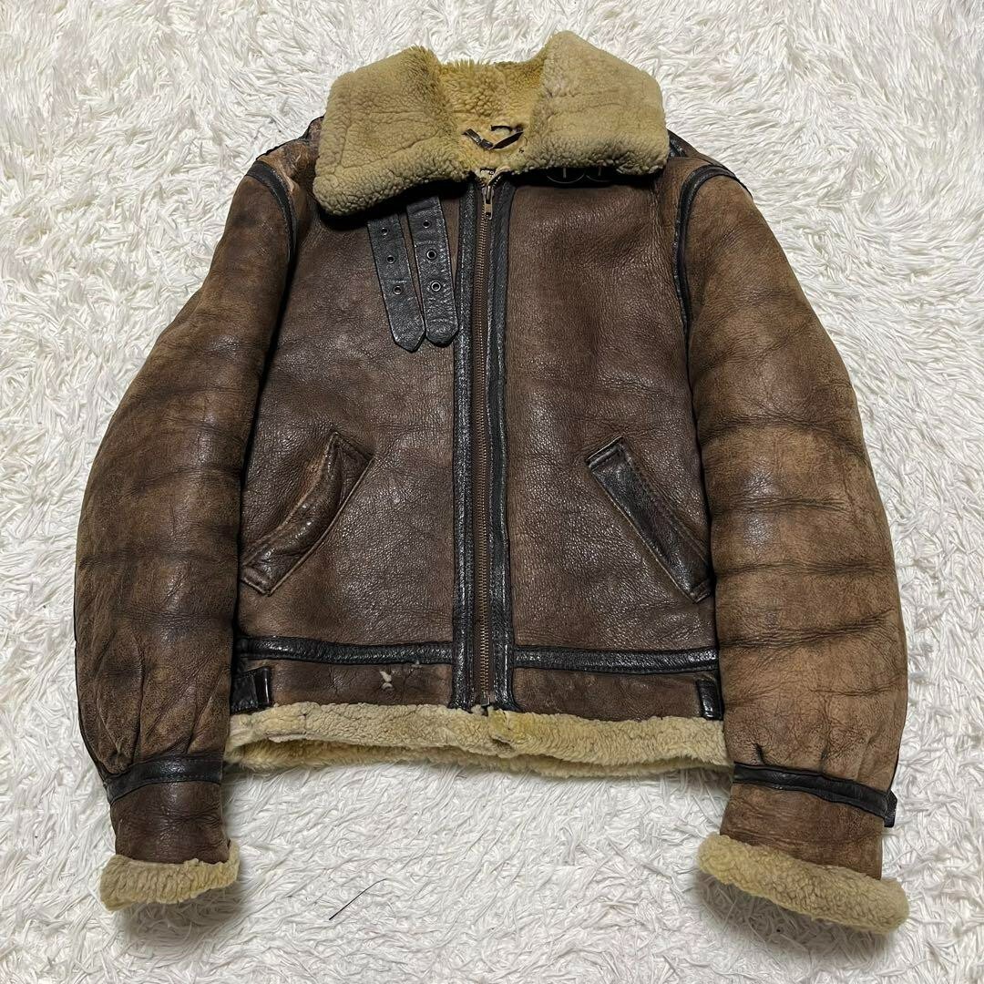 Schott Type B3 (B-3) Flight Mouton Leather Jacket Size 42 Made in