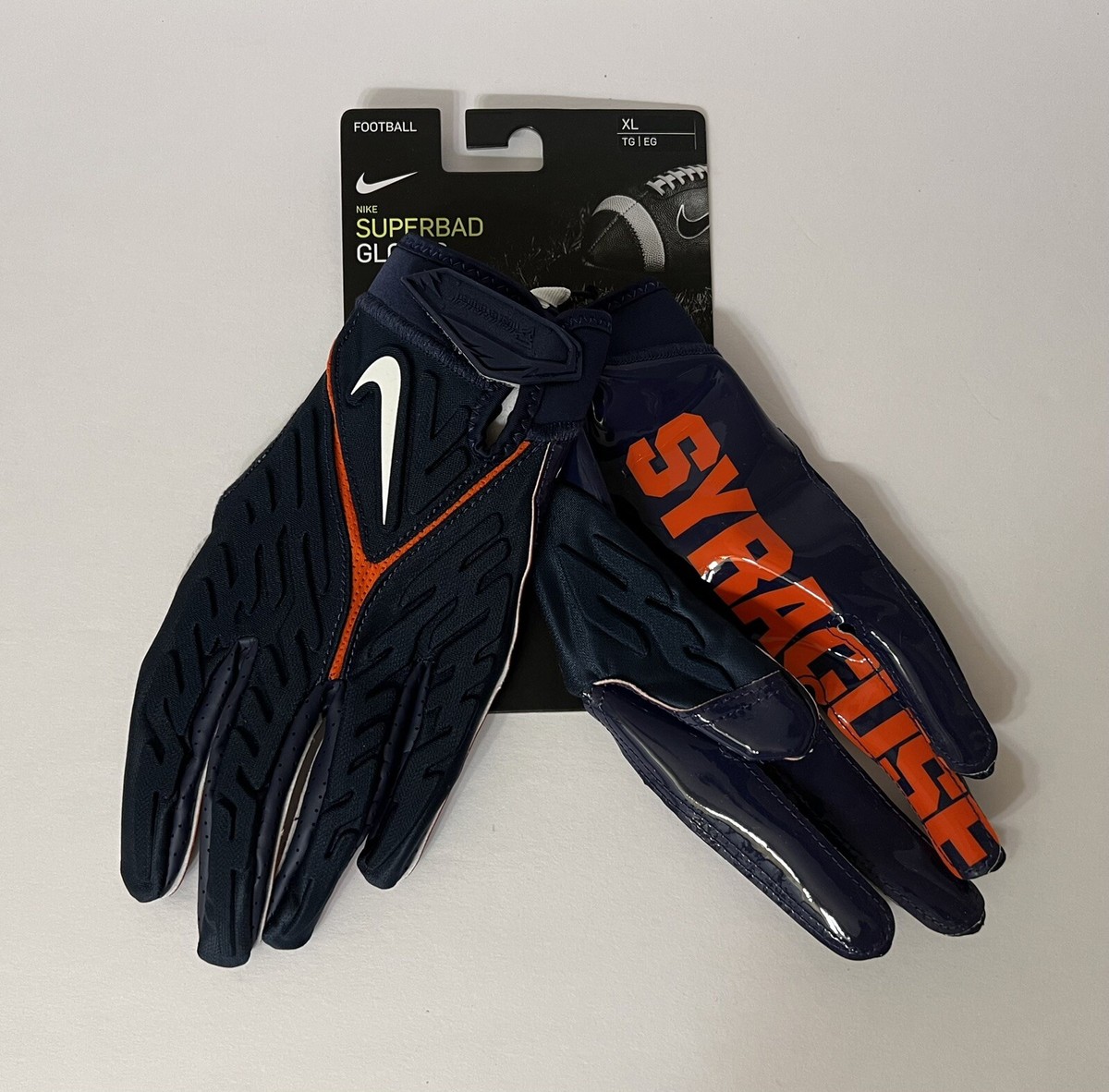 Nike Superbad 6.0 PE Syracuse Orange NCAA Football Gloves DX5298