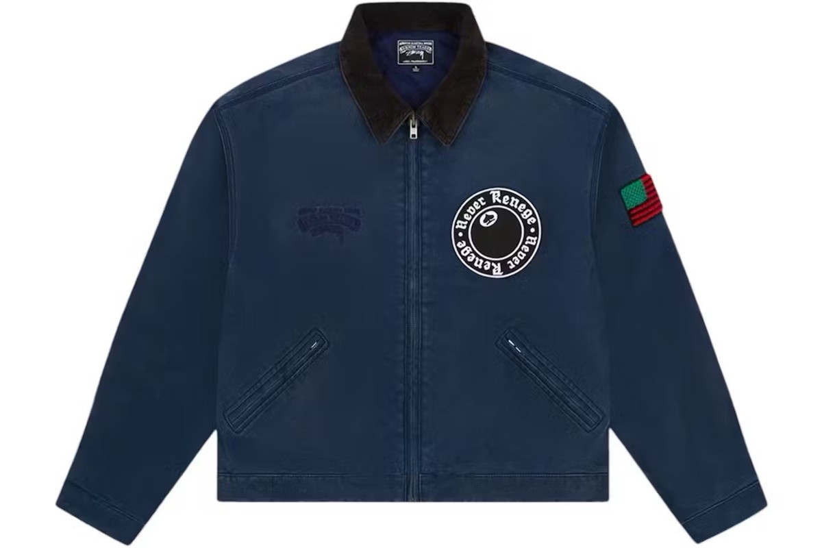 Stussy X Denim Tears Never Renege Canvas Work Jacket Blue Sizes