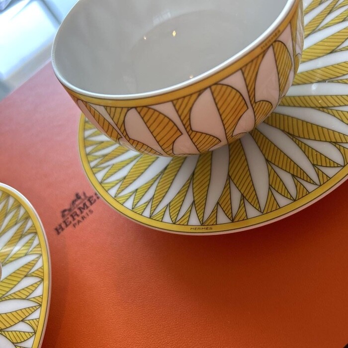 Hermes Soleil d'Hermes Tea Cup Saucer Yellow Tableware 2 set