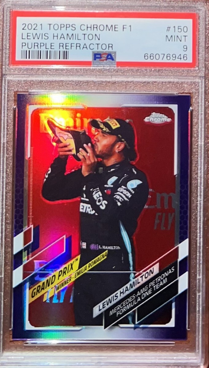 2021 Topps Chrome Formula 1 Shoey Lewis Hamilton 150 Purple