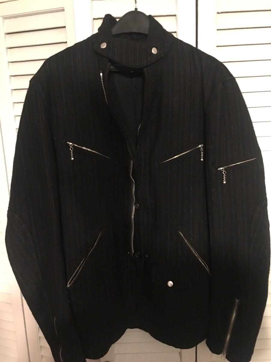 JUNYA WATANABE COMME DES GARCONS Men's Wool Striped Motorcycle