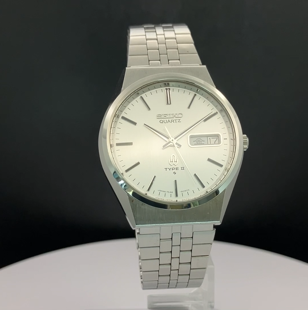 SEIKO WATCH TYPE2 TYPEII 7546-8070 QUARTZ DAY DATE KANJI VINTAGE