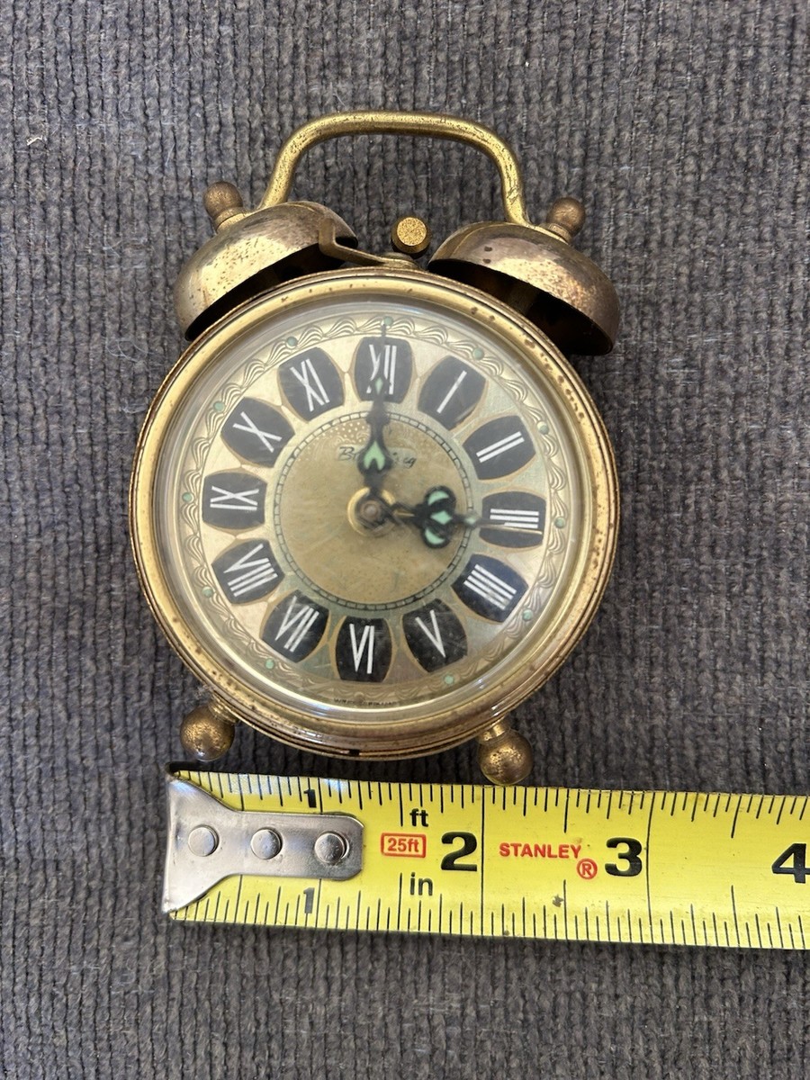 Vintage Blessing Alarm Clock West Germany Brass Twin Bell Wind-Up