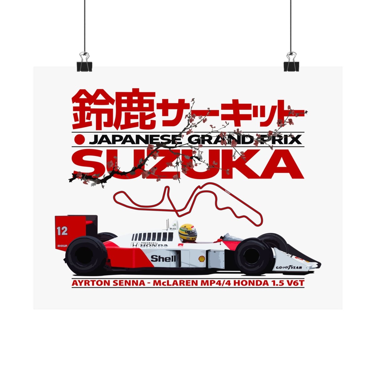 1988 Japanese GP Vintage Poster Ayrton Senna Suzuka Art Print F1