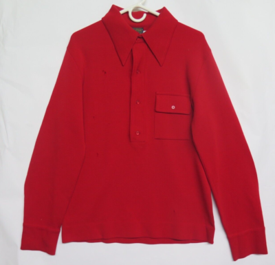 Vtg Sir Pendleton Mens 70s Red Zephyr Wool Sz M Red Pullover Shirt