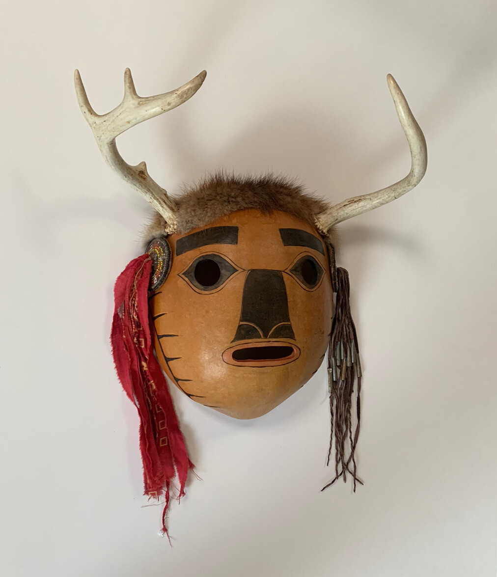 Vtg Gourd Mask D.R. Nance Donald Native American Art Antlers New