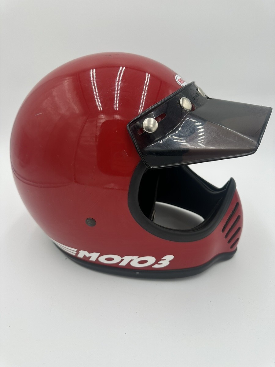 Vintage 1980 BELL MOTO STAR 3 Motorcycle Helmet 7 1/4 Red W/ Visor