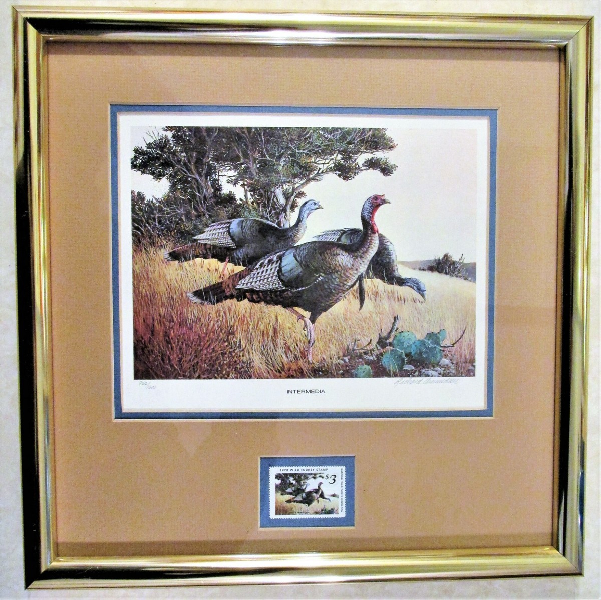 NWTF 1978 Turkey Stamp Print Intermedia by Richard Amundsen Signed